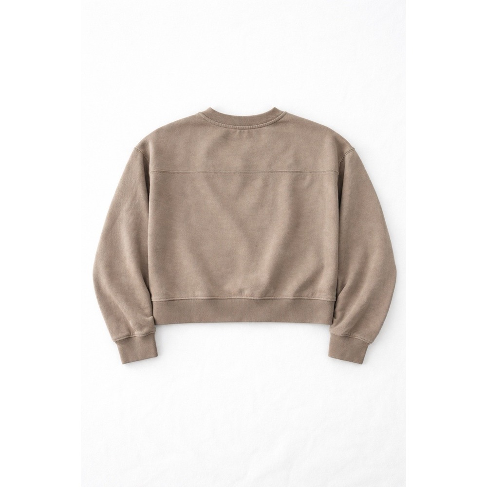 Gap Oversized Crewneck Sweatshirt Medium Petite Taupe Neutral Cozy - Picture 3 of 4